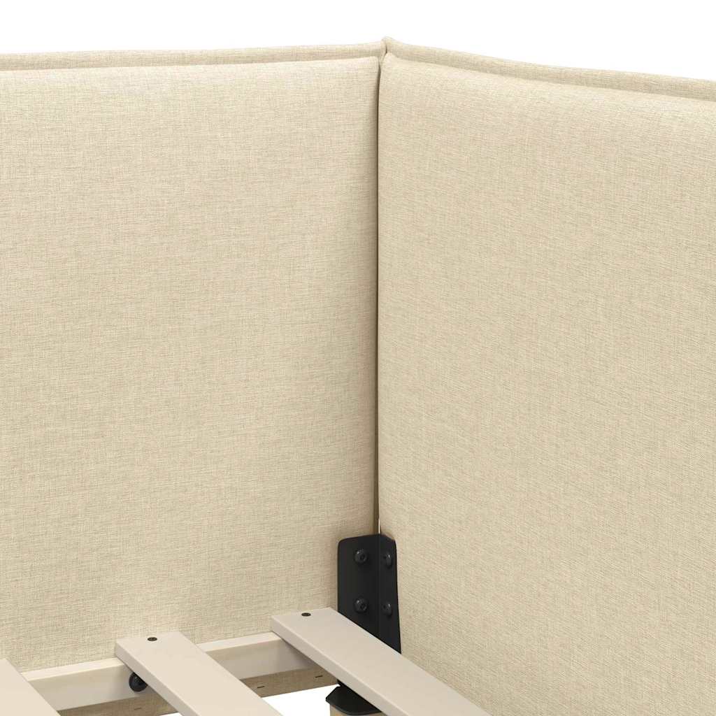 Kutni krevetni okvir s madracem s uzglavljem 2 pcs Krema Baršun