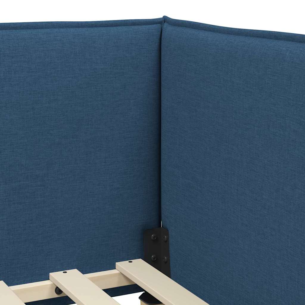 Kutni krevetni okvir s madracem s uzglavljem 2 pcs Plava Baršun