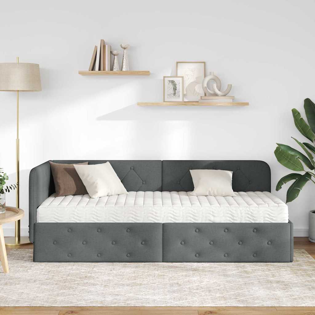 Kutni okvir kreveta Tamno siva 80 x 200 cm tkanina