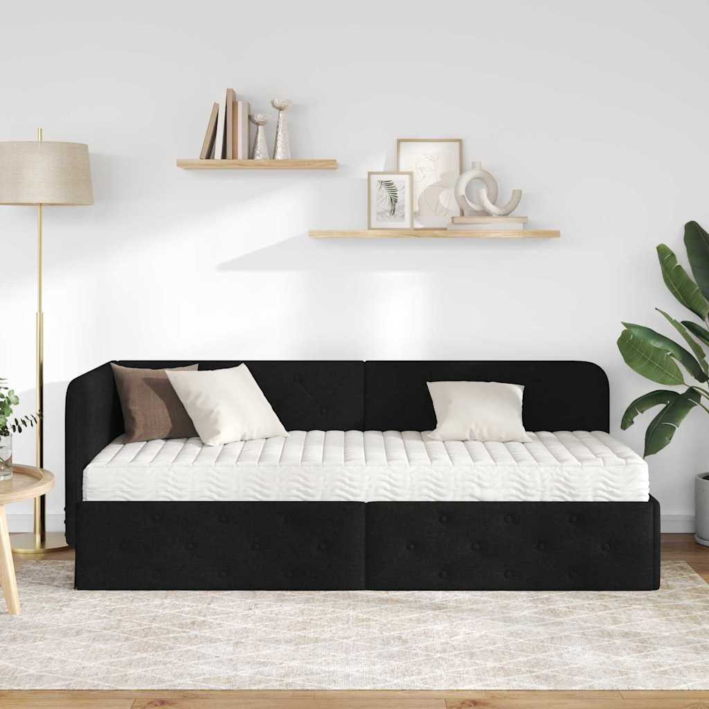 Kutni okvir kreveta Crna 80 x 200 cm tkanina