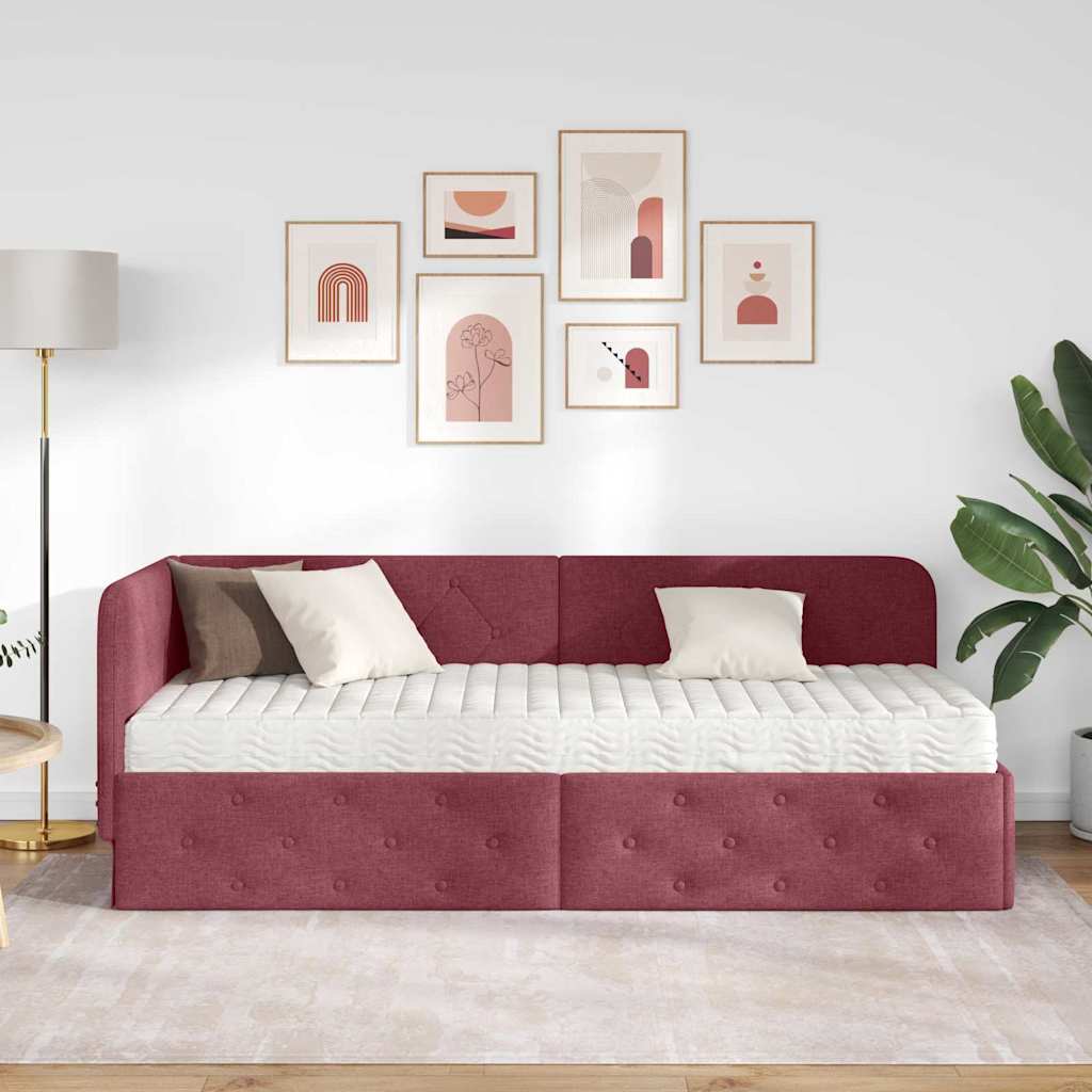 Kutni okvir kreveta Vinska crvena 80 x 200 cm tkanina