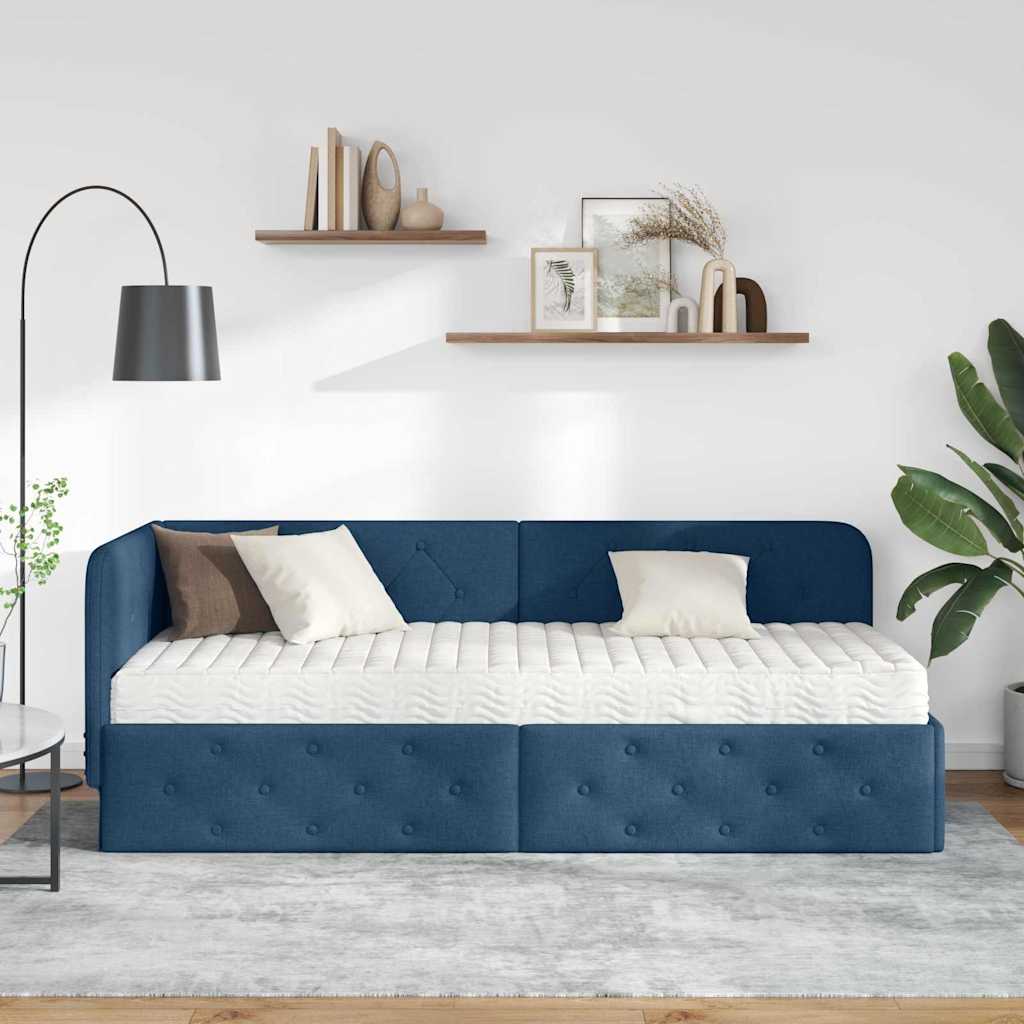 Kutni okvir kreveta Plava 80 x 200 cm tkanina