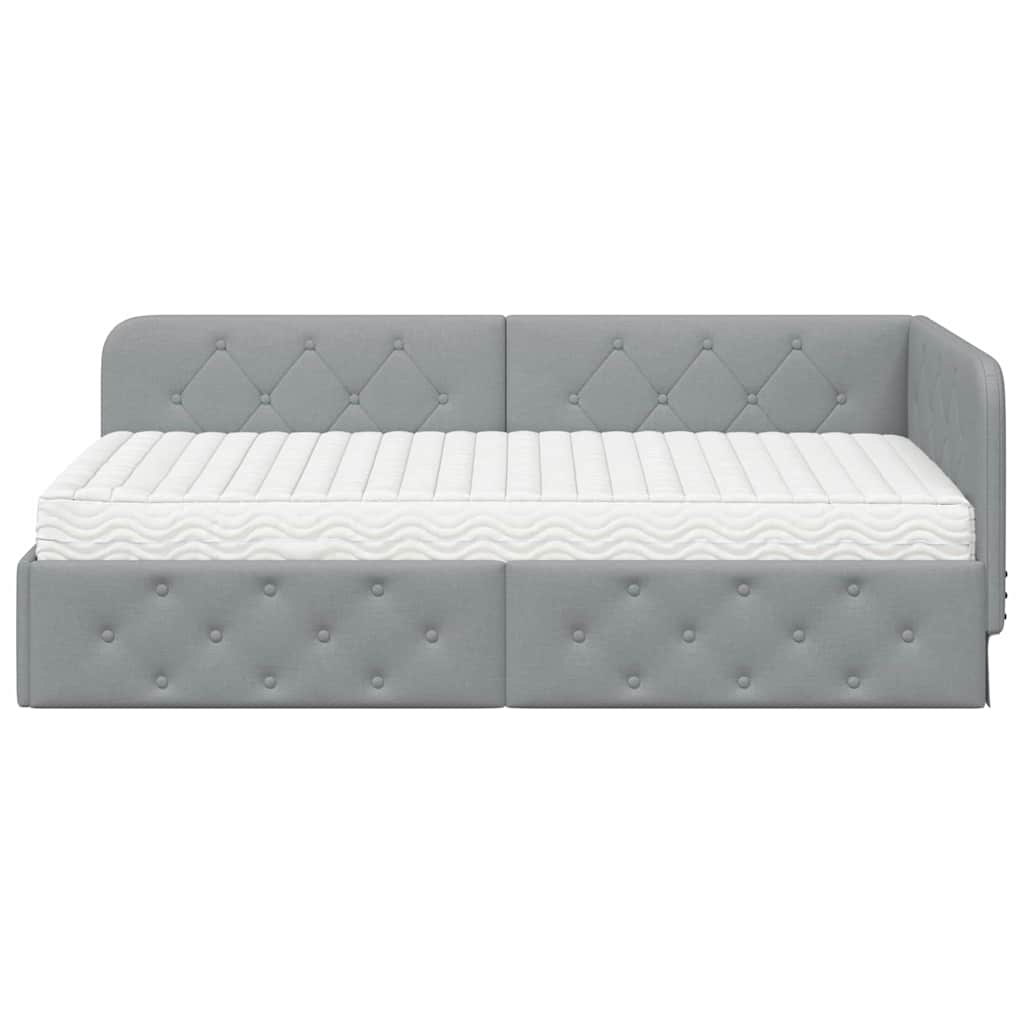 Kutni okvir kreveta Svijetlo siva 90 x 200 cm tkanina