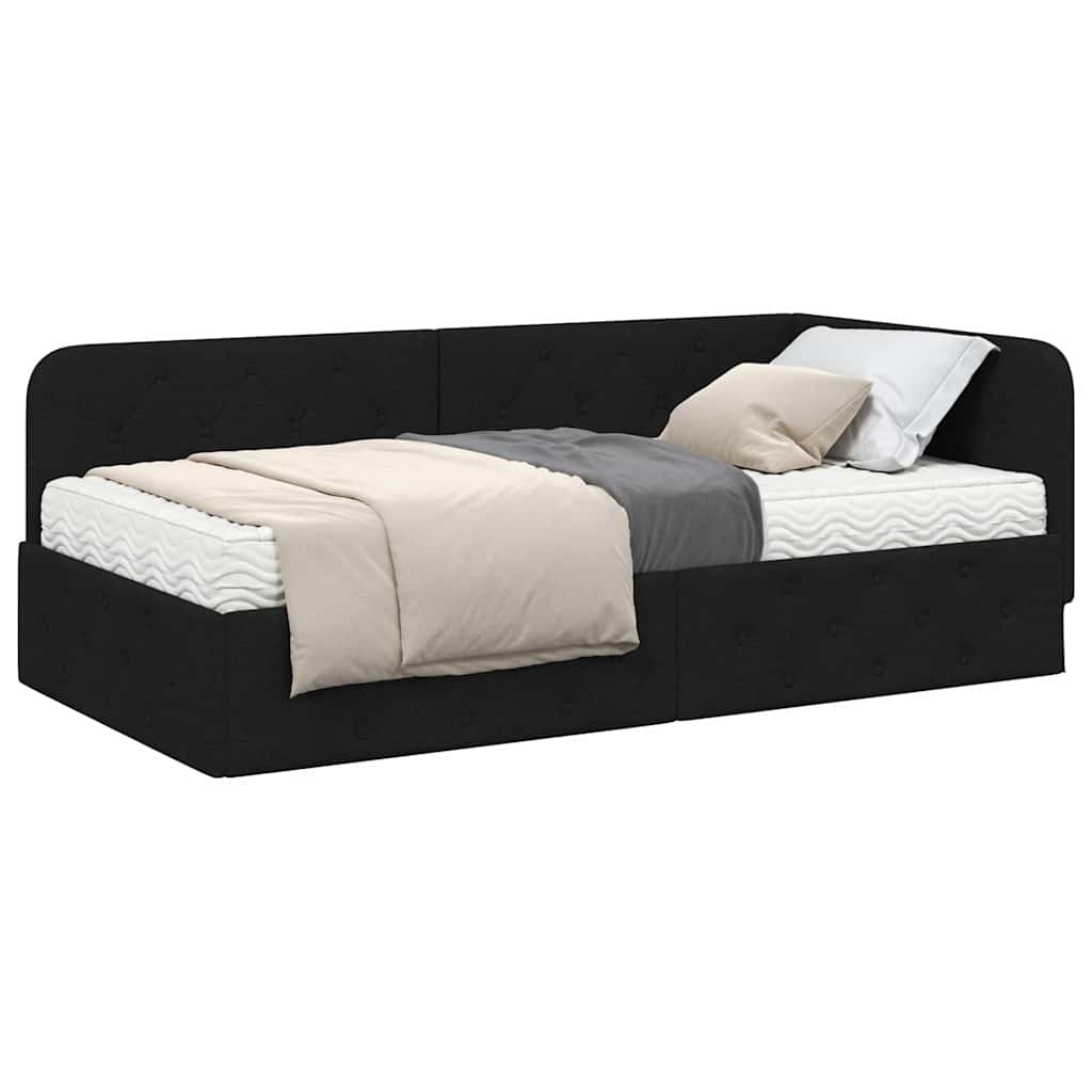 Kutni okvir kreveta Crna 90 x 200 cm tkanina