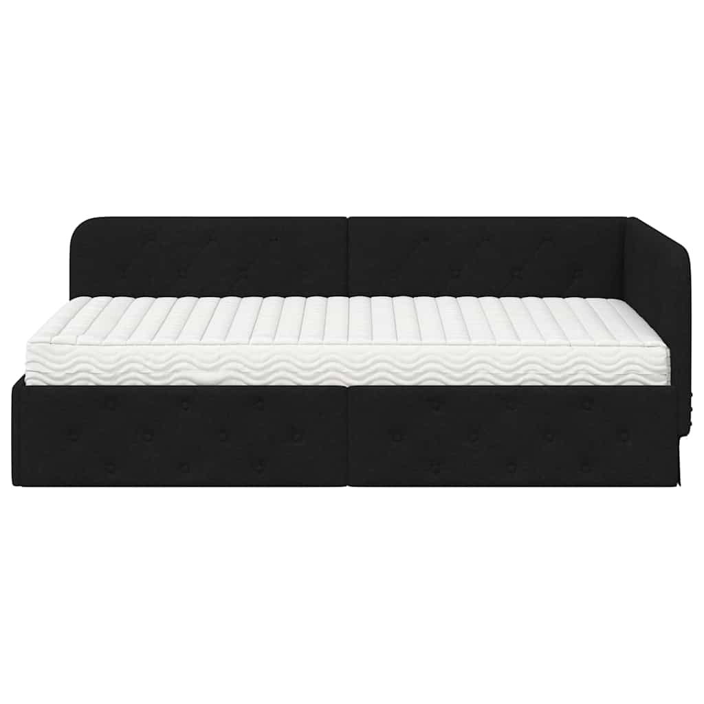Kutni okvir kreveta Crna 100 x 200 cm tkanina