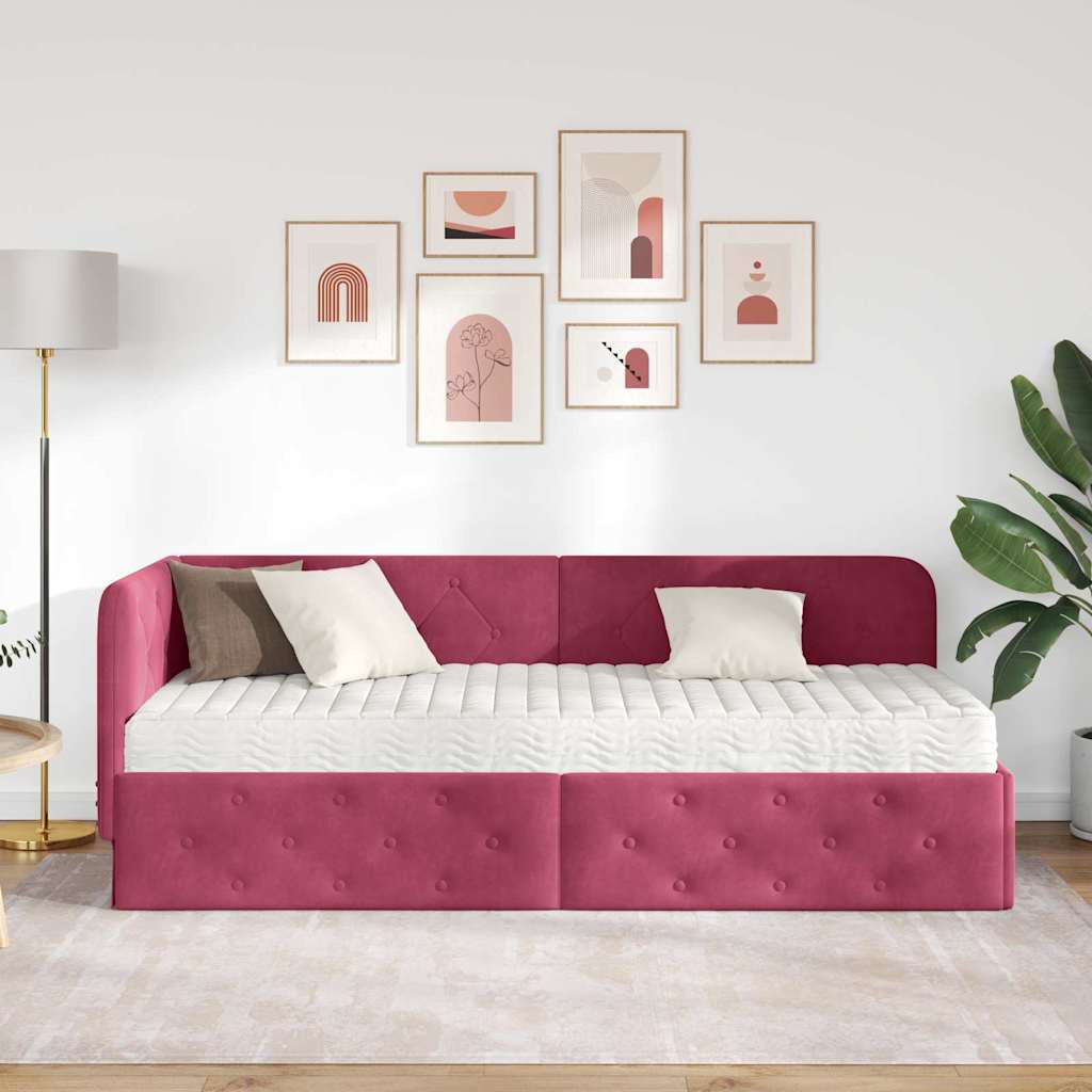Kutni okvir kreveta Vinska crvena 80 x 200 cm Baršun
