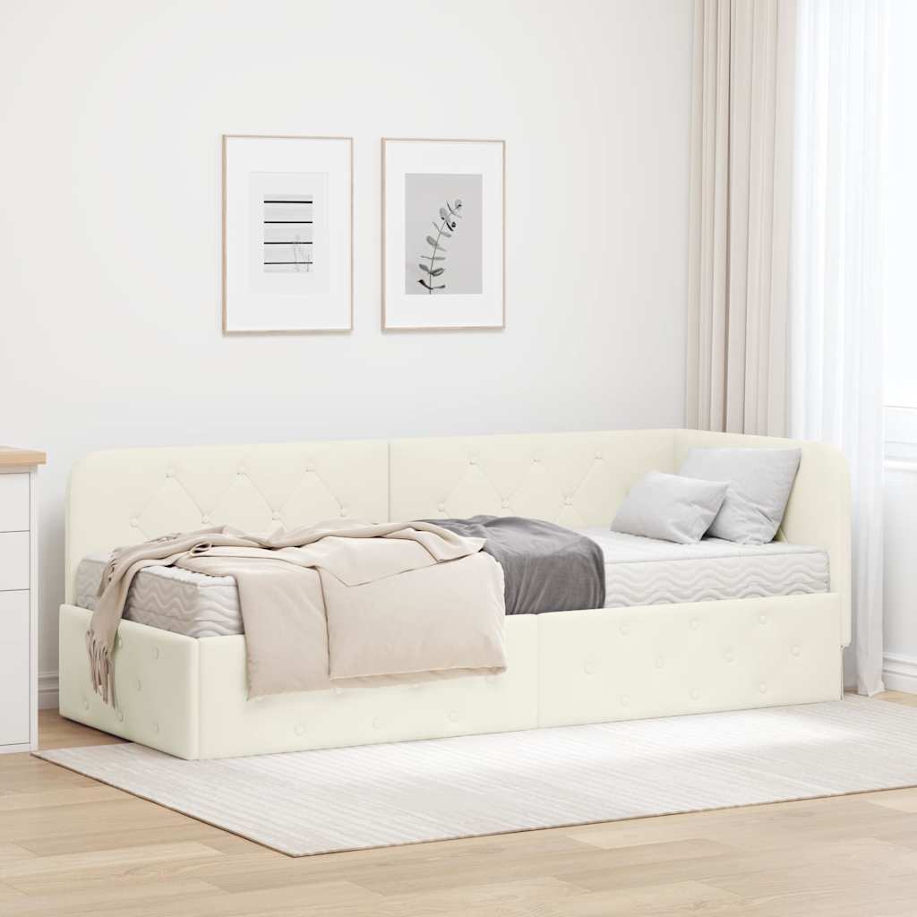 Kutni okvir kreveta Krema 80 x 200 cm Baršun