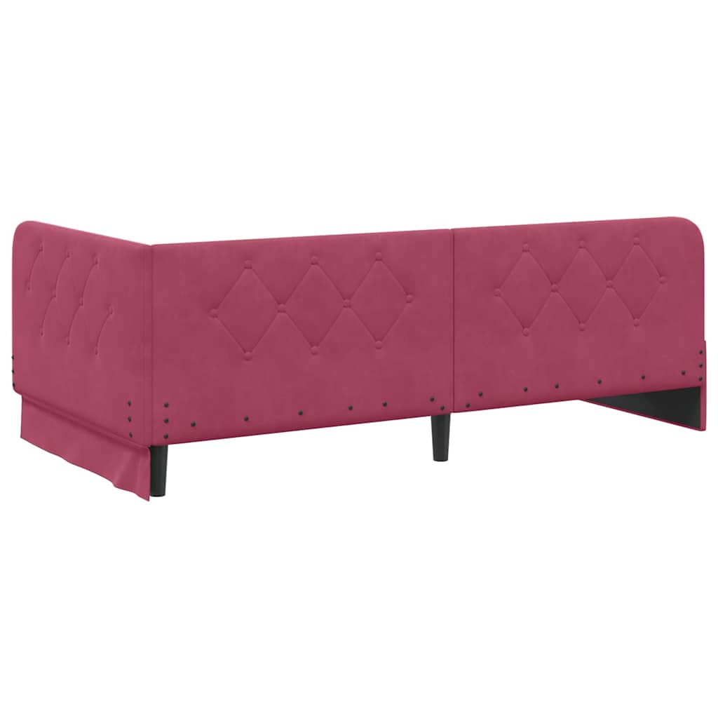 Kutni okvir kreveta Vinska crvena 90 x 200 cm Baršun