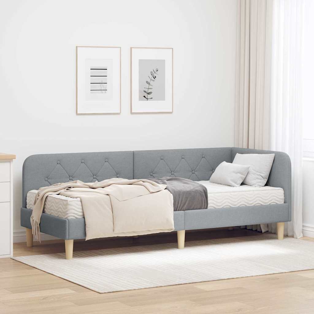 Kutni okvir kreveta Svijetlo siva 80 x 200 cm tkanina