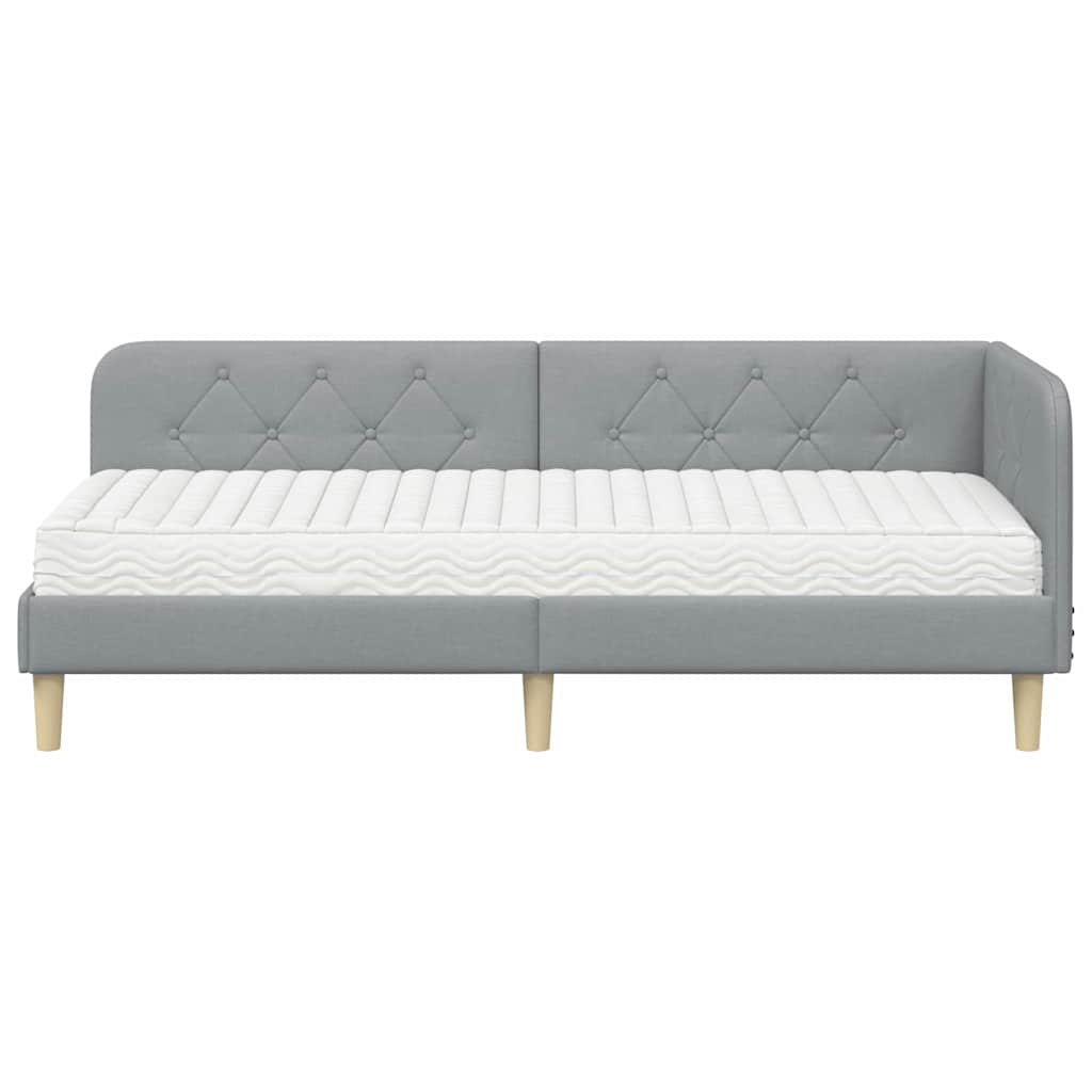 Kutni okvir kreveta Svijetlo siva 80 x 200 cm tkanina