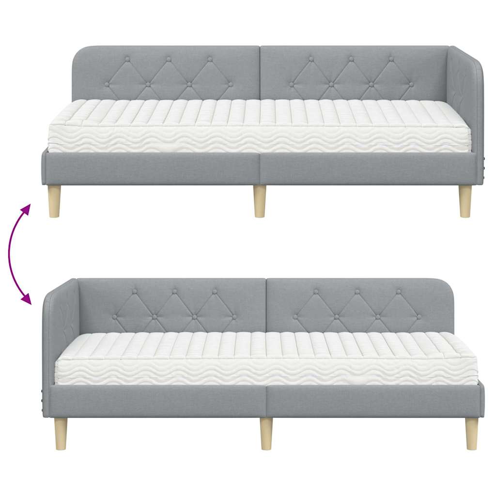 Kutni okvir kreveta Svijetlo siva 80 x 200 cm tkanina