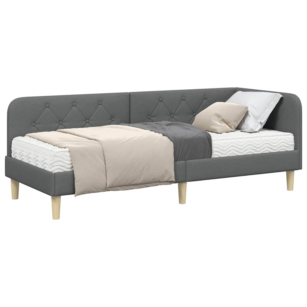 Kutni okvir kreveta Tamno siva 80 x 200 cm tkanina
