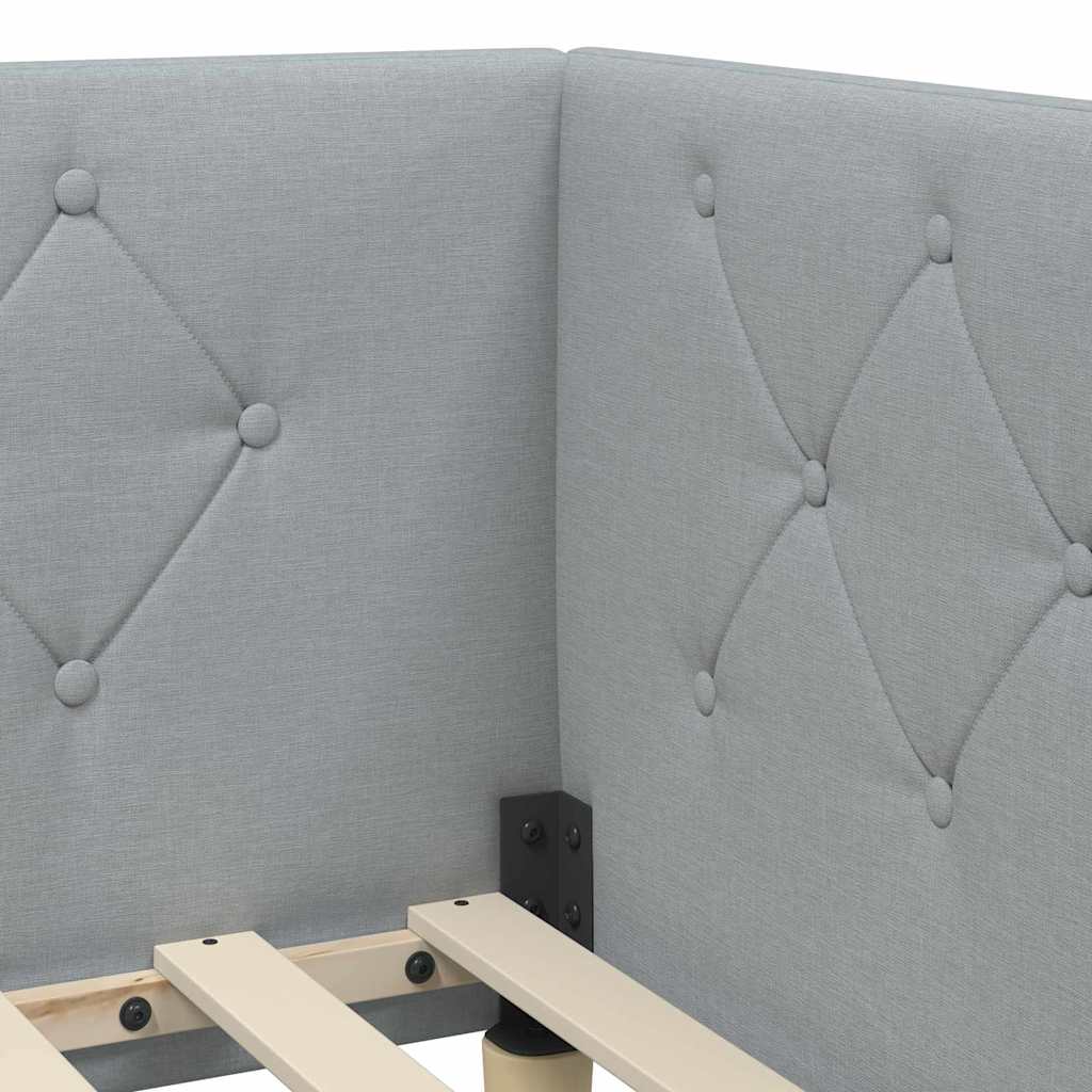Kutni okvir kreveta Svijetlo siva 90 x 190 cm tkanina