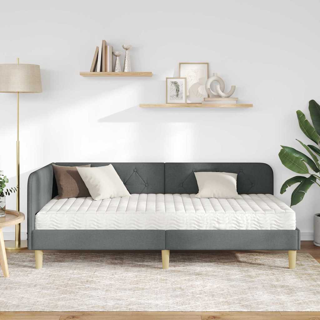 Kutni okvir kreveta Tamno siva 90 x 190 cm tkanina
