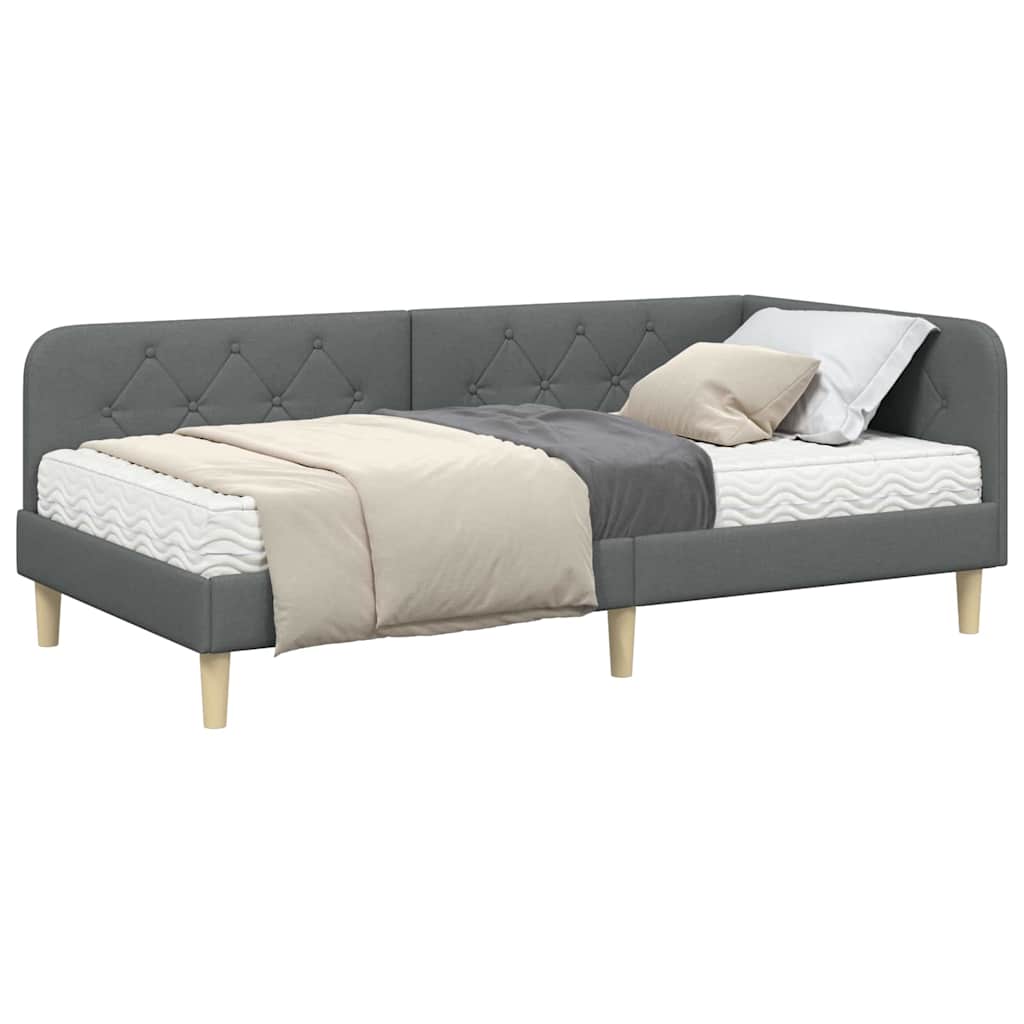 Kutni okvir kreveta Tamno siva 90 x 190 cm tkanina