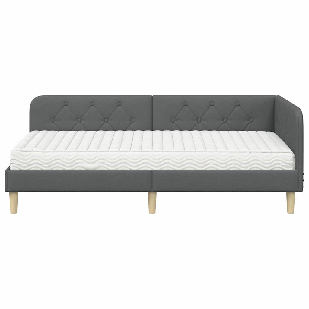 Kutni okvir kreveta Tamno siva 90 x 200 cm tkanina