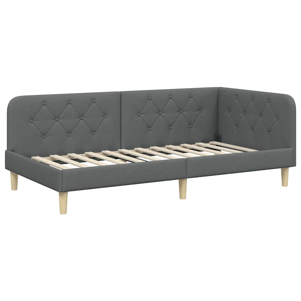 Kutni okvir kreveta Tamno siva 90 x 200 cm tkanina