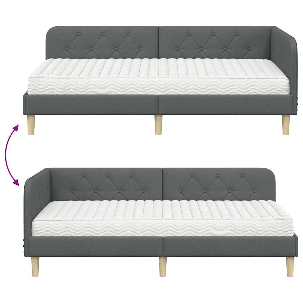 Kutni okvir kreveta Tamno siva 90 x 200 cm tkanina