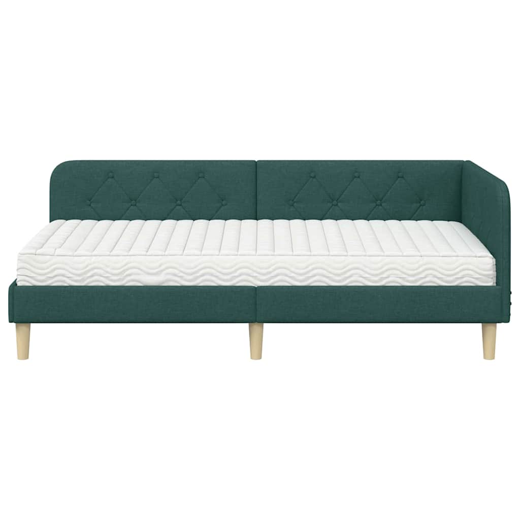 Kutni okvir kreveta Tamnozelena 90 x 200 cm tkanina