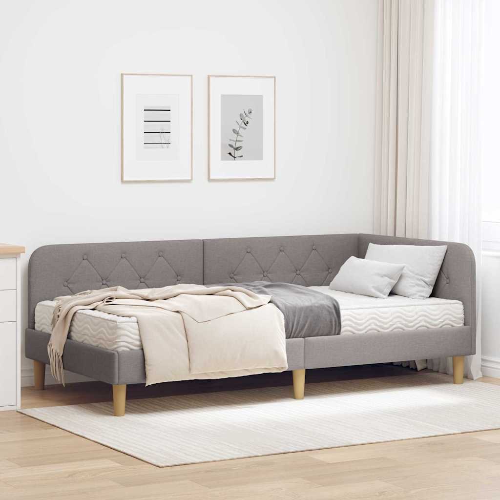 Kutni okvir kreveta Sivo-smeđa 90 x 200 cm tkanina