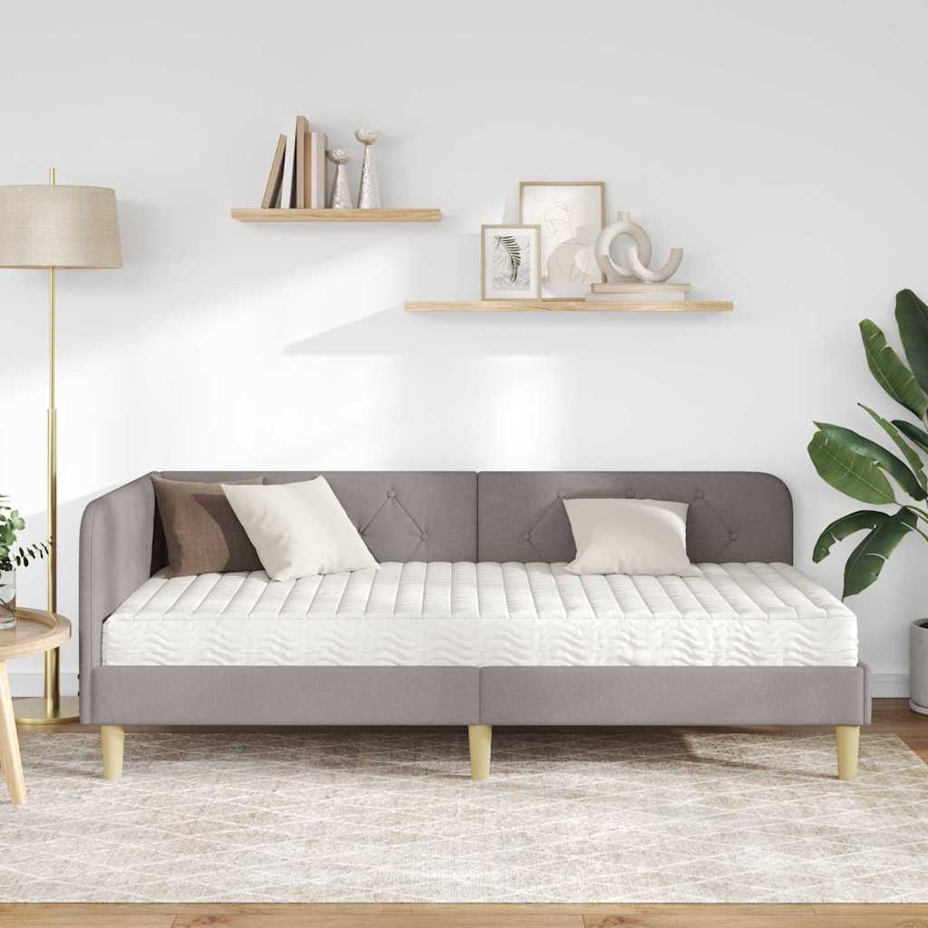 Kutni okvir kreveta Sivo-smeđa 90 x 200 cm tkanina