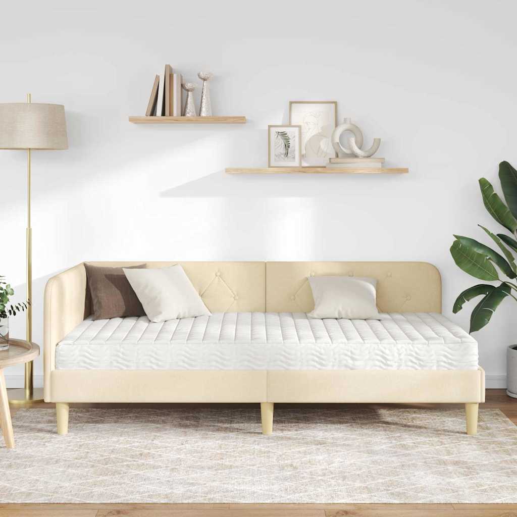 Kutni okvir kreveta Krema 90 x 200 cm tkanina