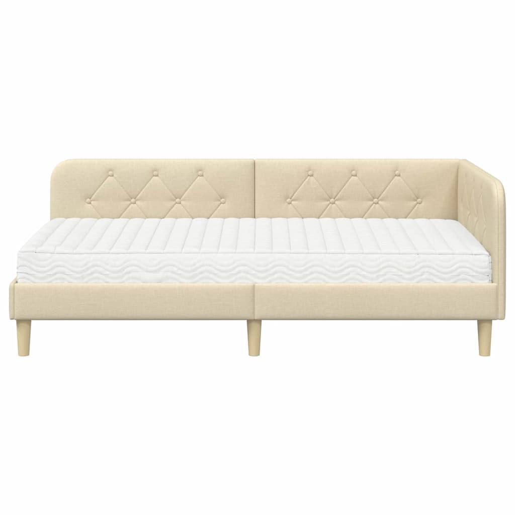 Kutni okvir kreveta Krema 90 x 200 cm tkanina