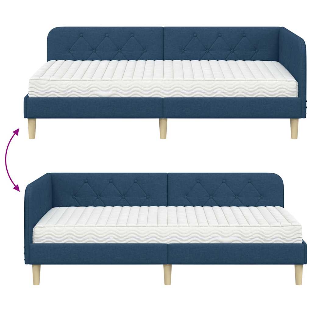 Kutni okvir kreveta Plava 90 x 200 cm tkanina