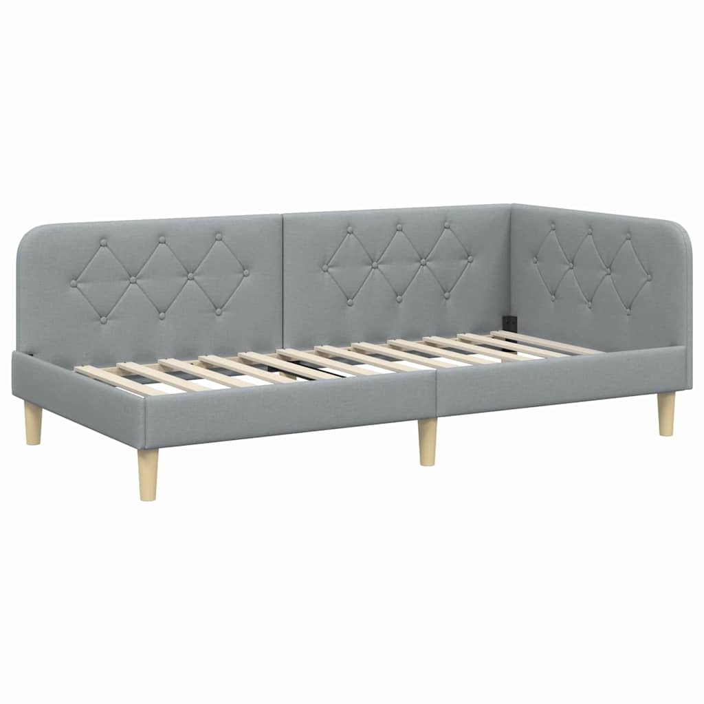 Kutni okvir kreveta Svijetlo siva 100 x 200 cm tkanina
