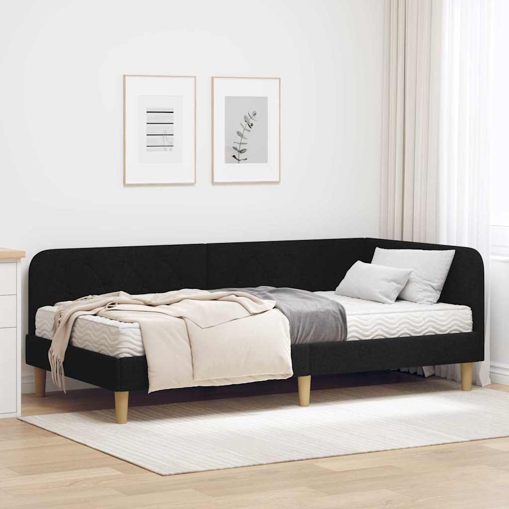 Kutni okvir kreveta Crna 100 x 200 cm tkanina