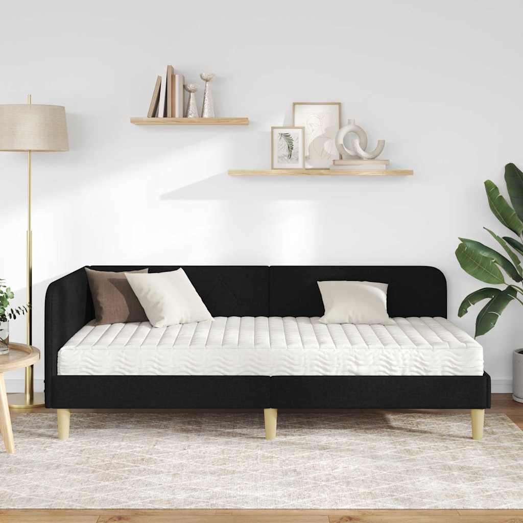 Kutni okvir kreveta Crna 100 x 200 cm tkanina