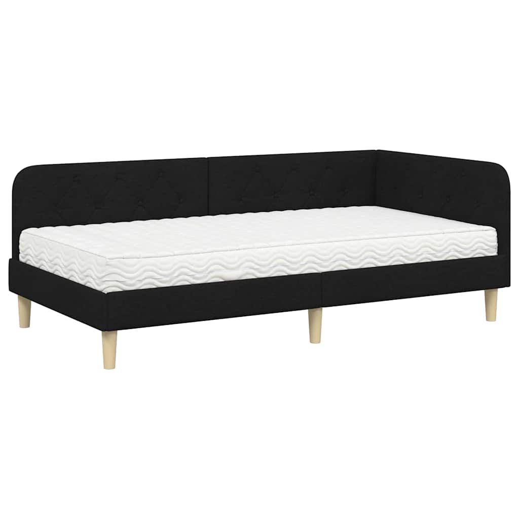 Kutni okvir kreveta Crna 100 x 200 cm tkanina