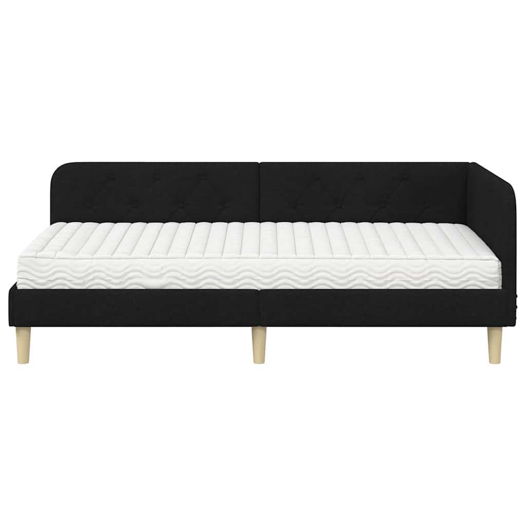Kutni okvir kreveta Crna 100 x 200 cm tkanina