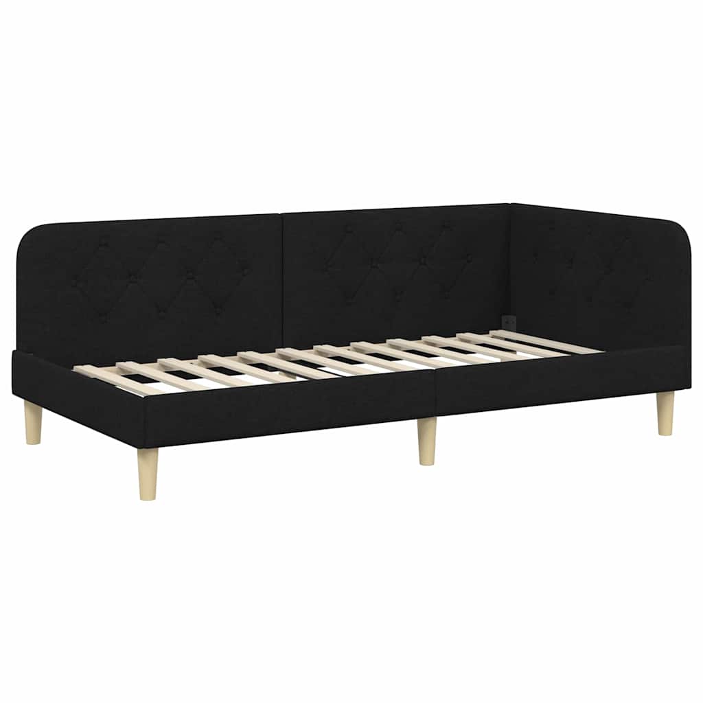 Kutni okvir kreveta Crna 100 x 200 cm tkanina