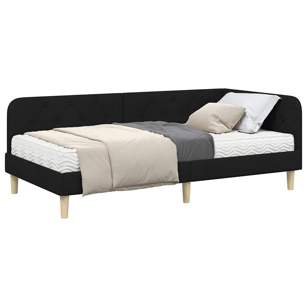 Kutni okvir kreveta Crna 100 x 200 cm tkanina