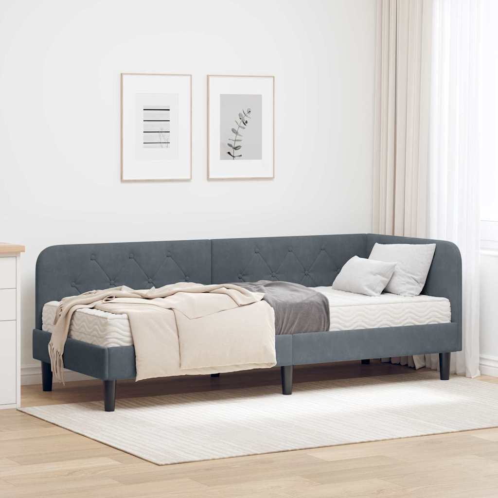 Kutni okvir kreveta Tamno siva 80 x 200 cm Baršun