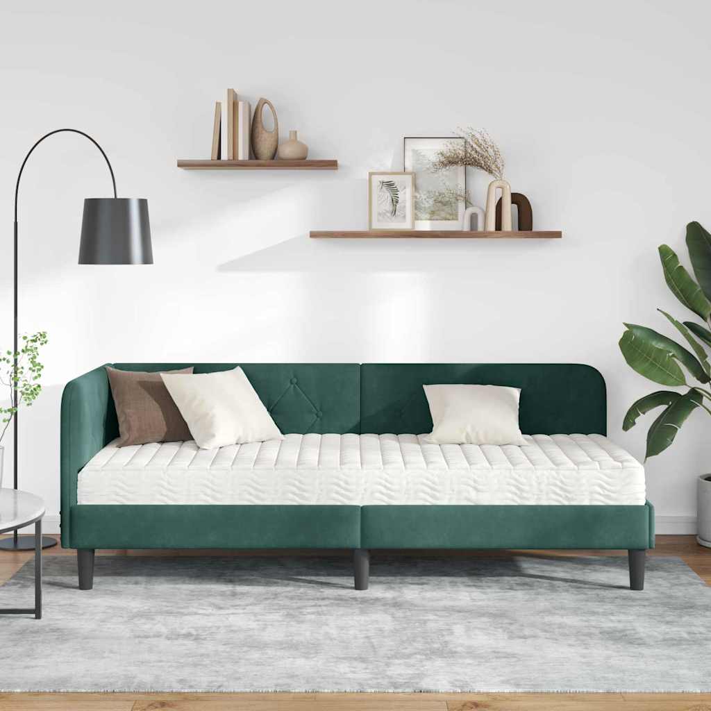 Kutni okvir kreveta Tamnozelena 80 x 200 cm Baršun