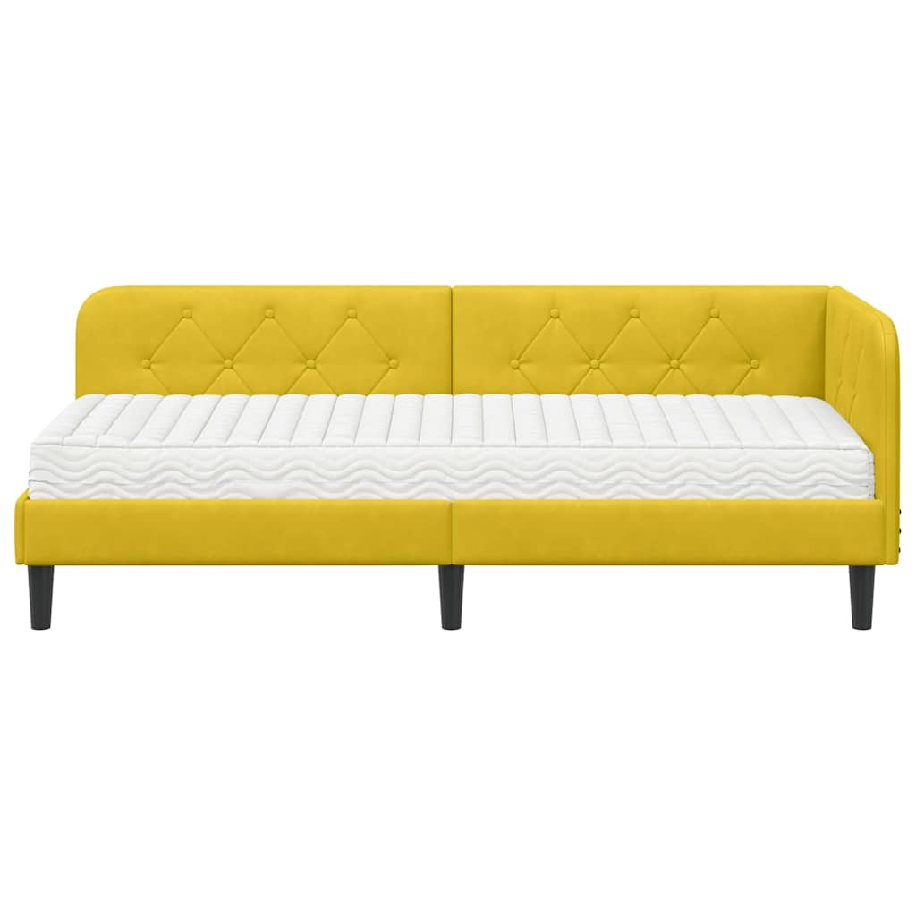 Kutni okvir kreveta Žuta 80 x 200 cm Baršun