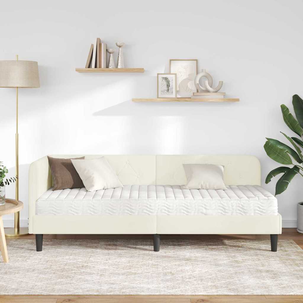 Kutni okvir kreveta Krema 80 x 200 cm Baršun