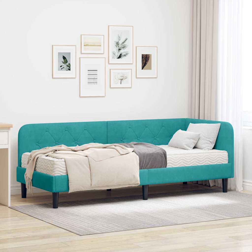 Kutni okvir kreveta Tirkizna 80 x 200 cm Baršun