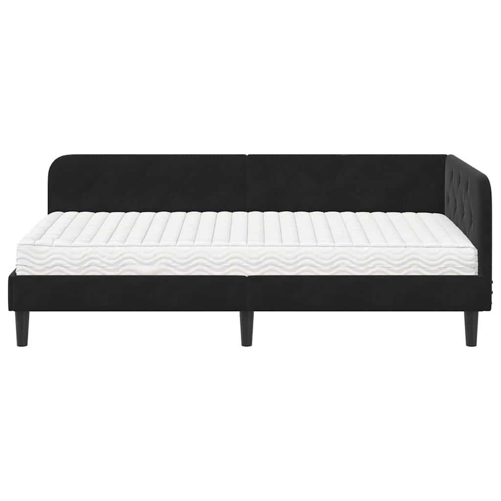 Kutni okvir kreveta Crna 90 x 200 cm Baršun