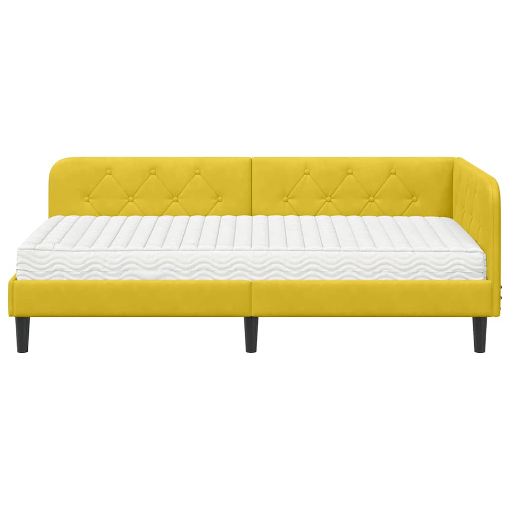 Kutni okvir kreveta Žuta 90 x 200 cm Baršun
