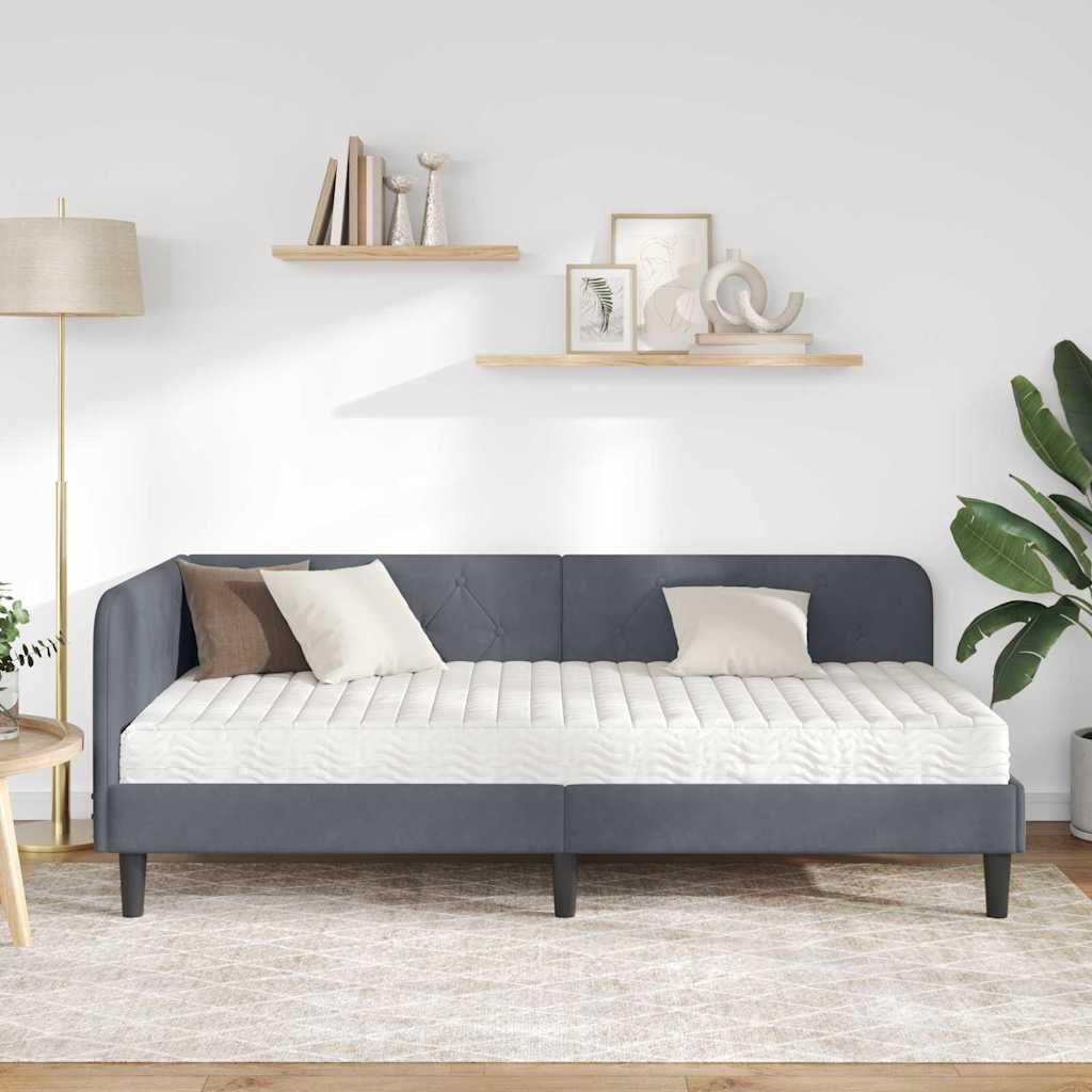 Kutni okvir kreveta Tamno siva 100 x 200 cm Baršun