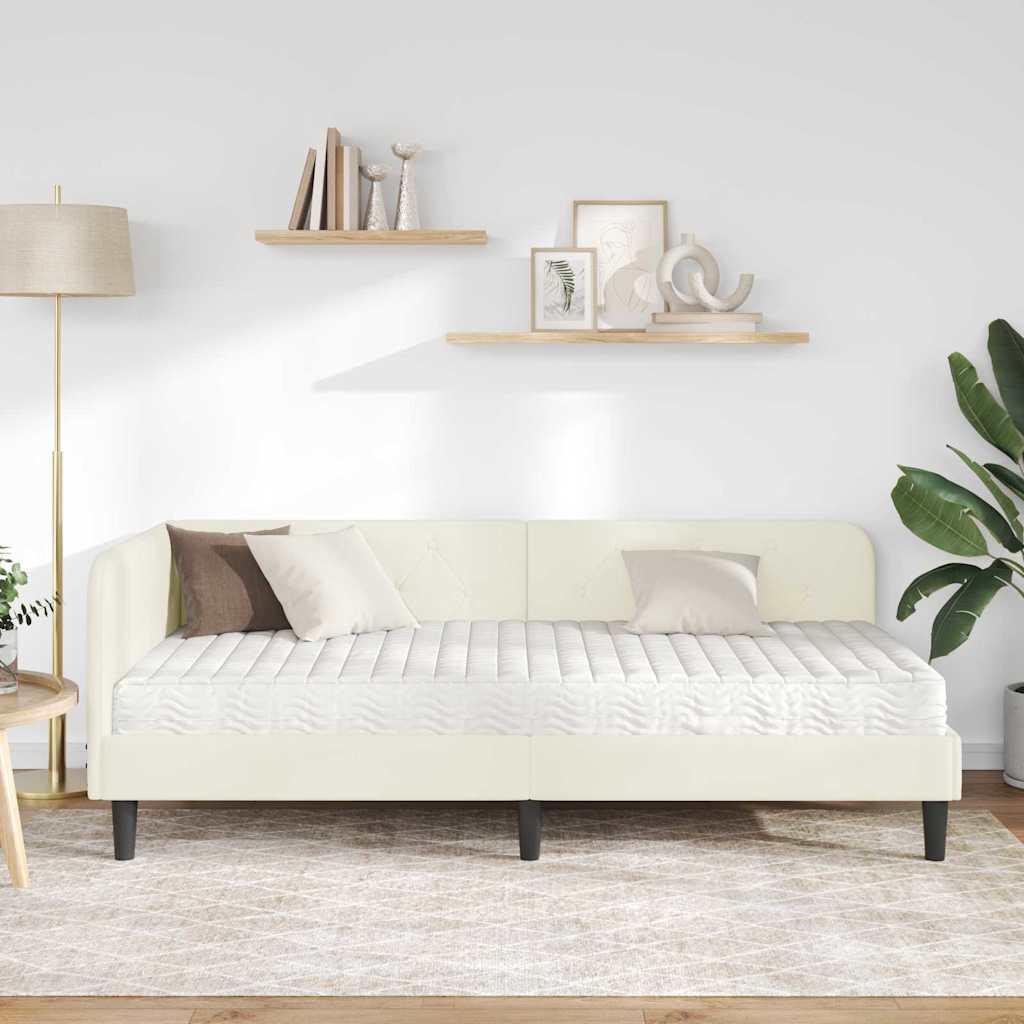 Kutni okvir kreveta Krema 100 x 200 cm Baršun