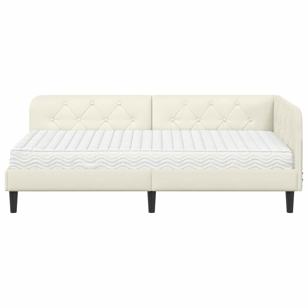 Kutni okvir kreveta Krema 100 x 200 cm Baršun