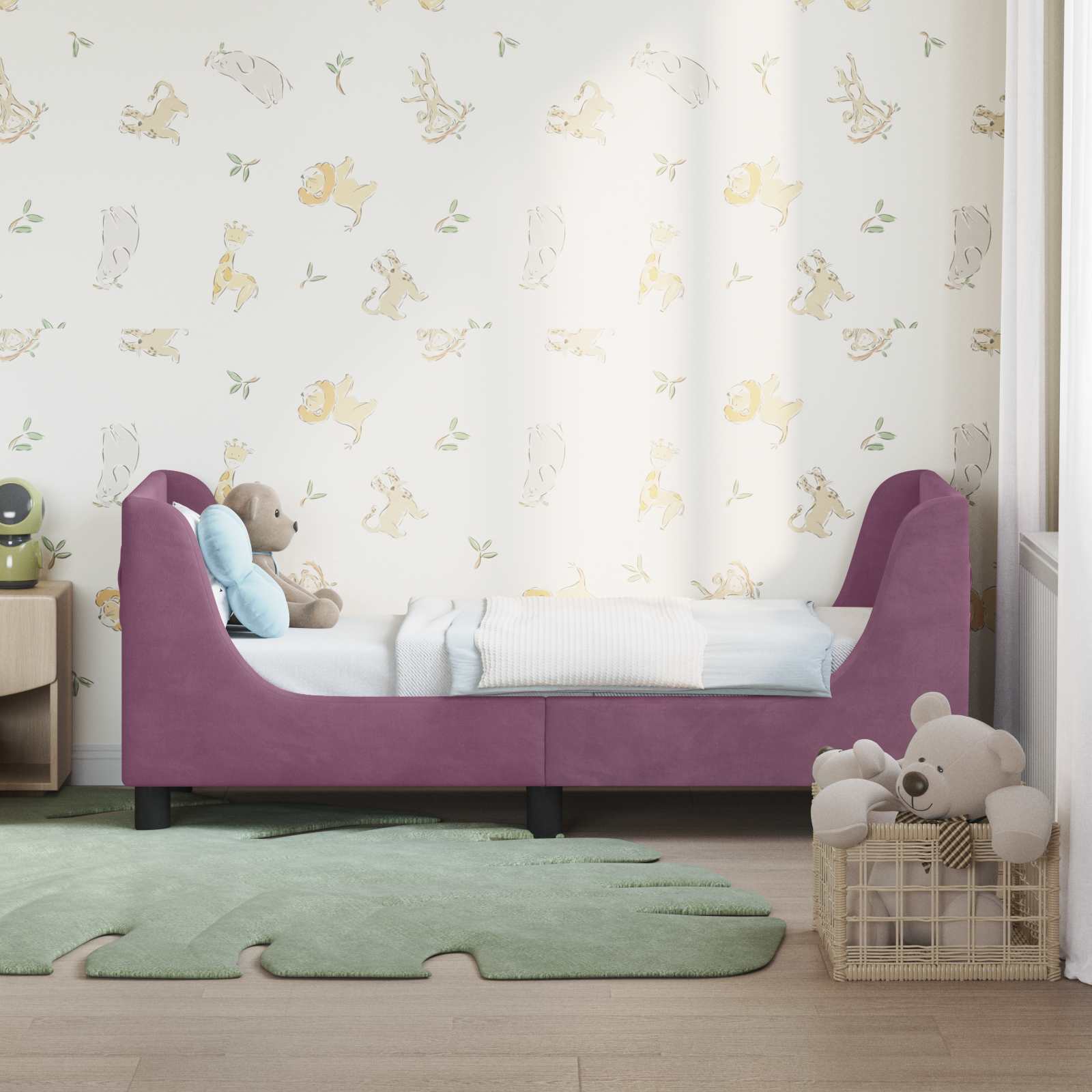 Okvir kreveta za malu djecu s naslonom Ljubičasta 70 x 140 cm