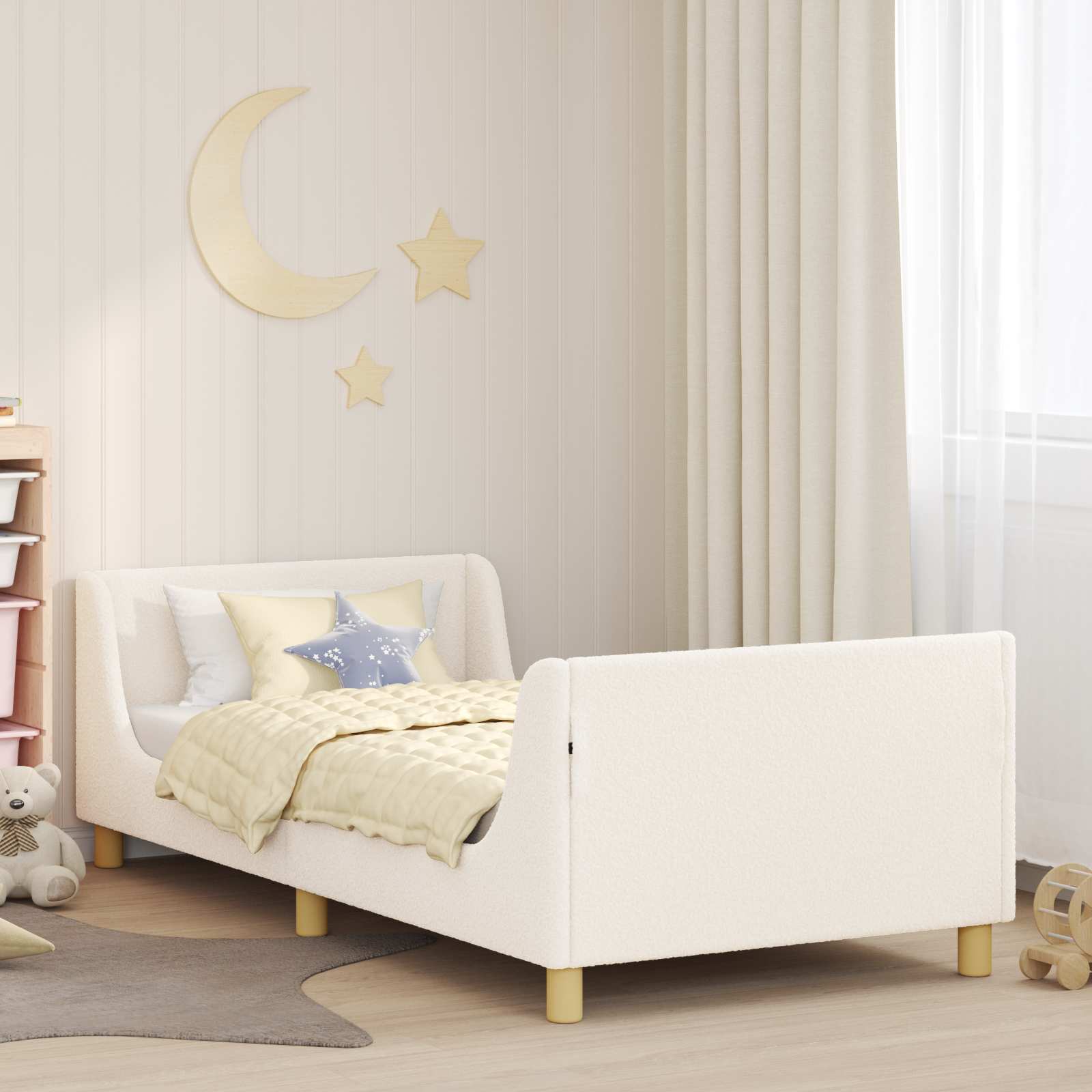 Krevet za djecu s uzglavljem Krema 80 x 200 cm Vuna