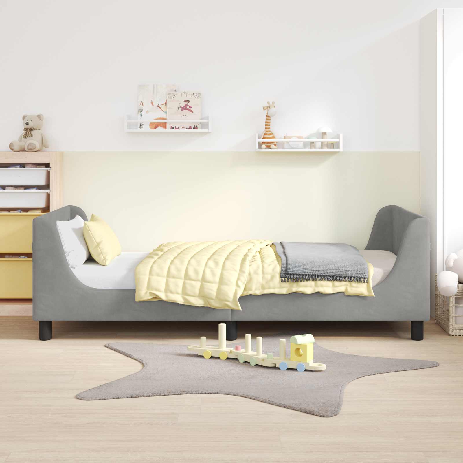 Krevet za djecu s uzglavljem Svijetlo siva 80 x 200 cm Baršun