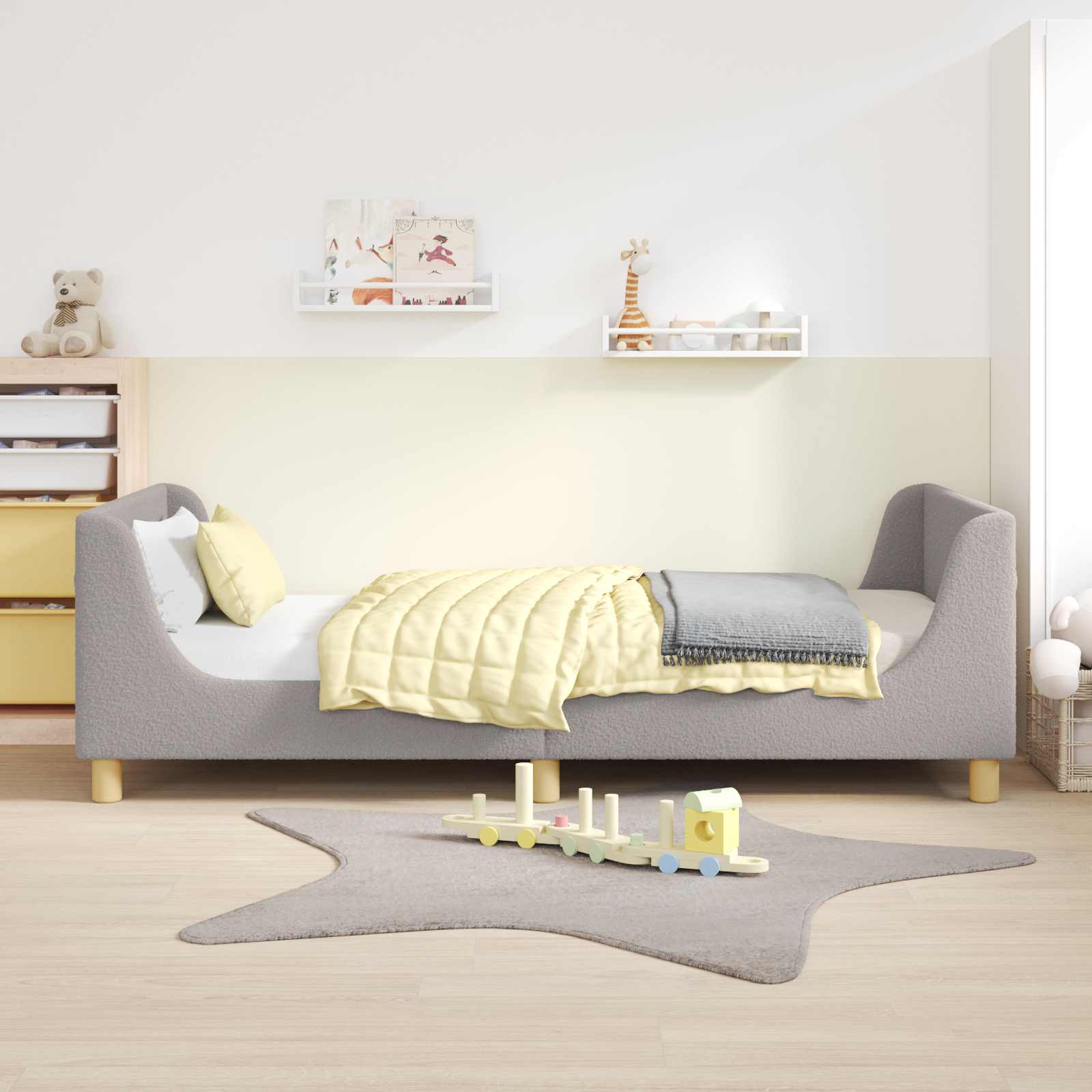Krevet za djecu s uzglavljem Svijetlo siva 90 x 200 cm Vuna