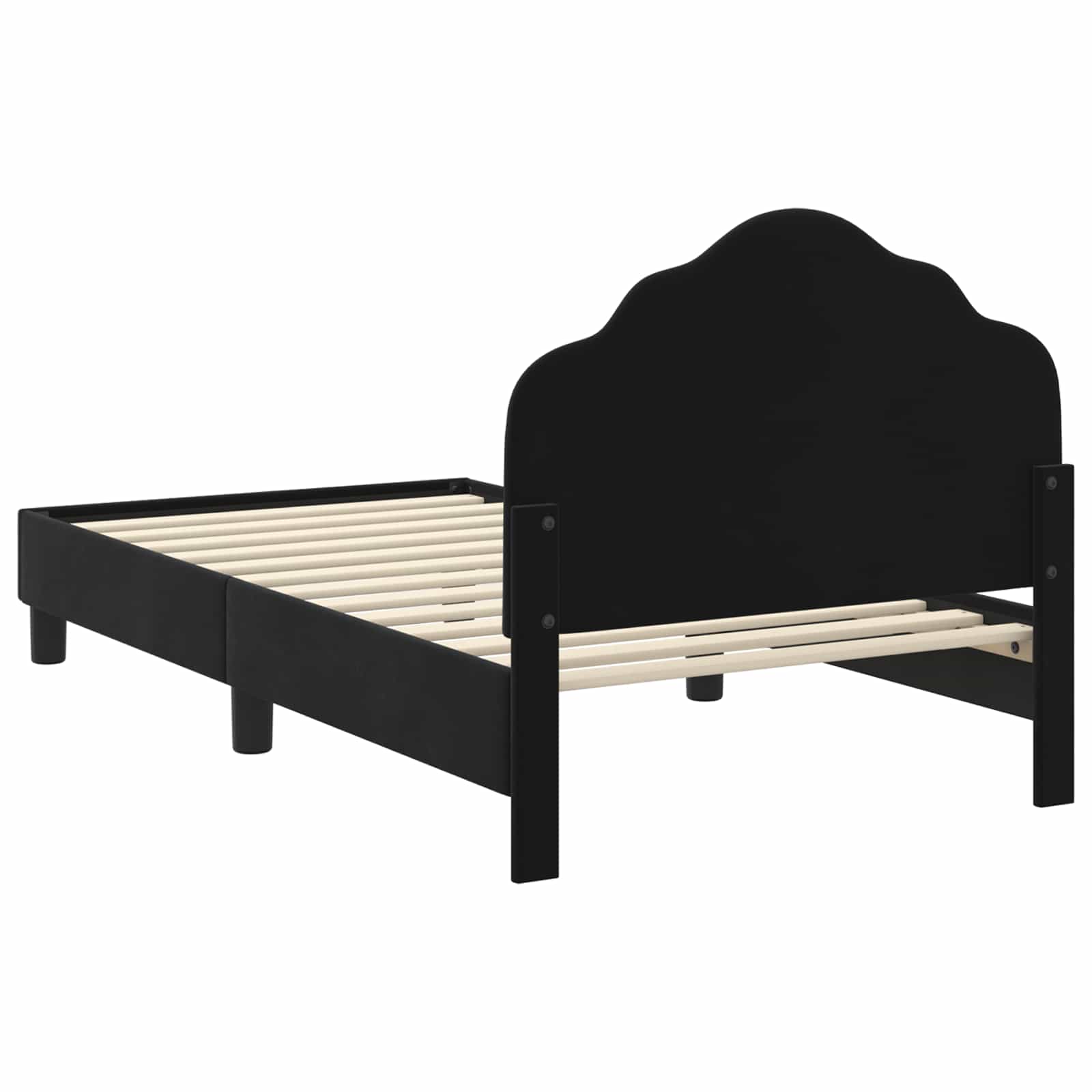 Krevet za djecu s uzglavljem Crna 80 x 160 cm Baršun